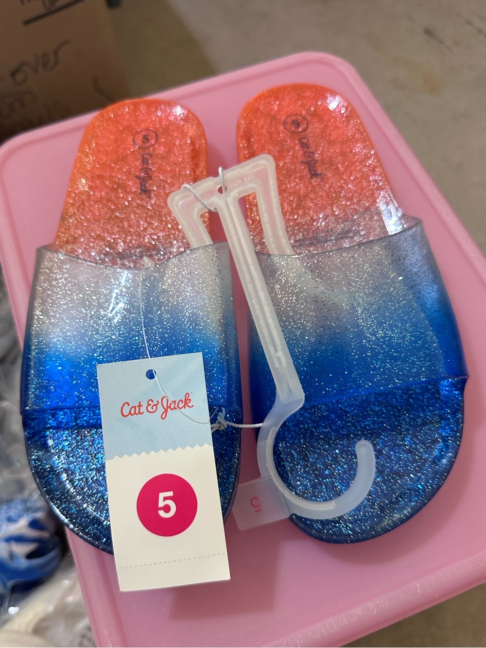 Cat & Jack Glitter Ombre Kids' Slide Sandals in Blue and Orange